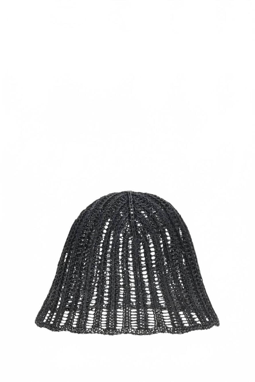 NEW BRUNELLO CUCINELLI women's techno raffia bucket hat in black